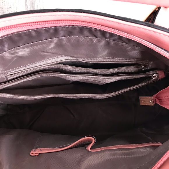 pink leather double handle satchel - Picture 8 of 10
